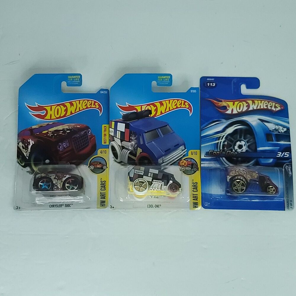 Lot of 3 Hot Wheels HW Art Cars Cool One Crazed Clown Chrysler 300C NEW Die Cast